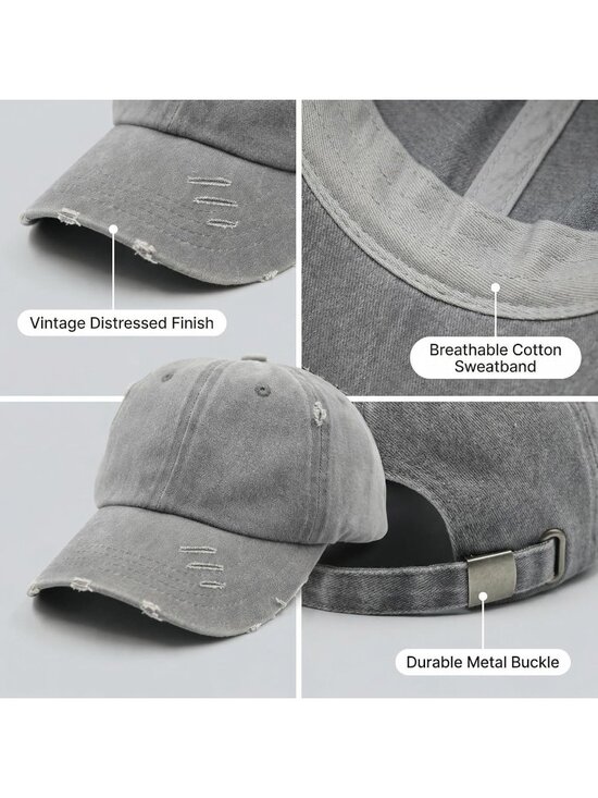 〽️Women Fabric Gray High Ponytail Baseball Cap Trucker Bad Hair Day Adjustable main image 5